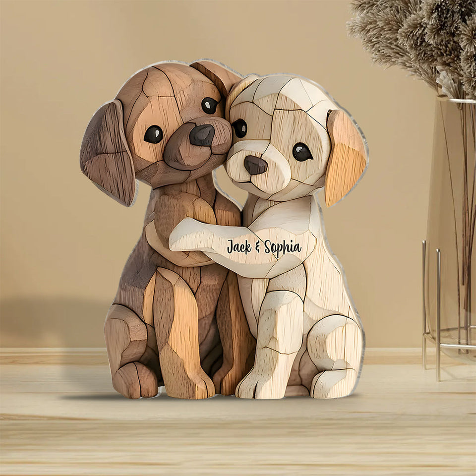 Hugging Puppies - Personalized Dog Custom Shaped Acrylic Plaque