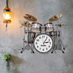 Time To Play Drum - Personalized Drummer LED Light Wall Clock