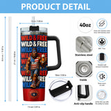 4th of July, Bigfoot Independence Day - Personalized Bigfoot Tumbler With Handle