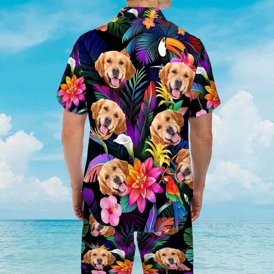 Floral Hawaiian - Personalized Dog Hawaiian Shirt & Men Shorts