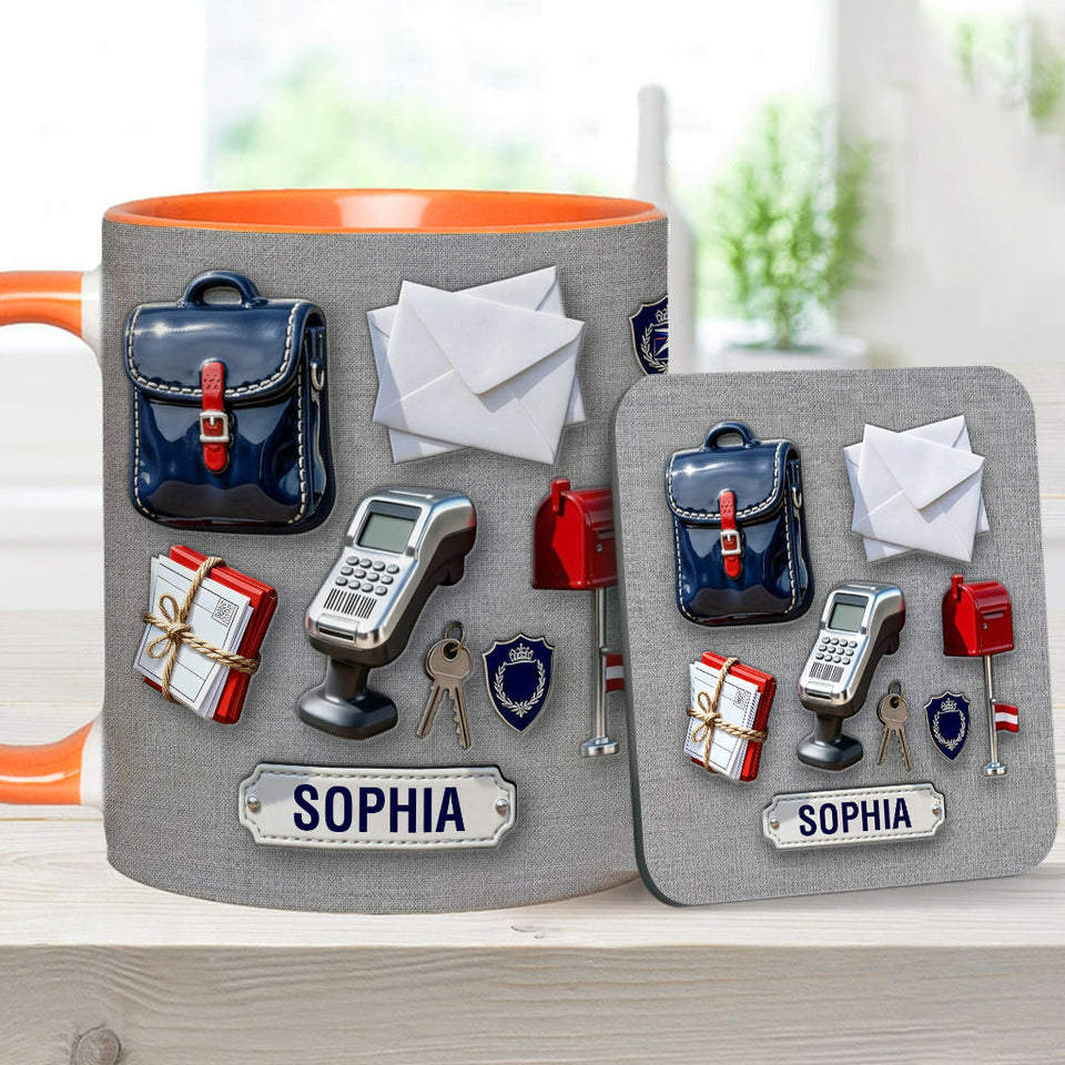 World Okayest Postal Worker - Personalized Postal Worker Accent Mug & Coaster