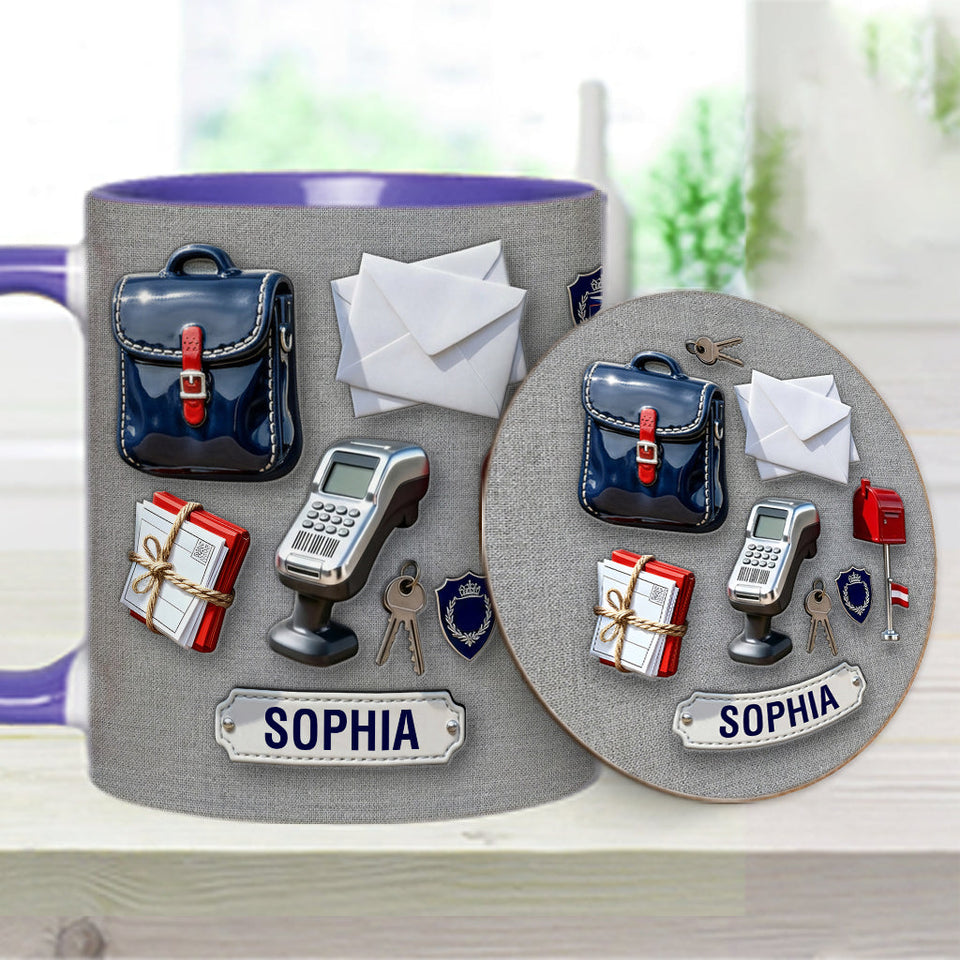World Okayest Postal Worker - Personalized Postal Worker Accent Mug & Coaster