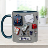 World Okayest Postal Worker - Personalized Postal Worker Accent Mug & Coaster