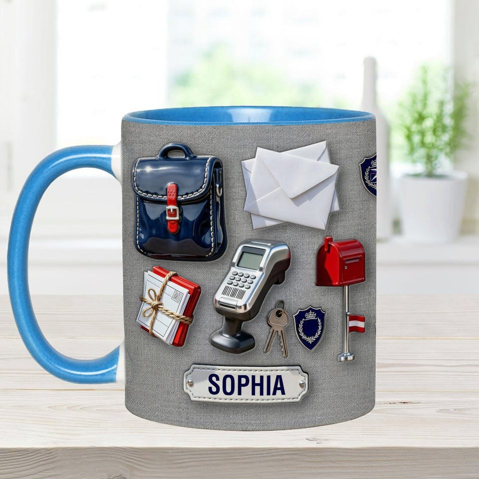 World Okayest Postal Worker - Personalized Postal Worker Accent Mug & Coaster