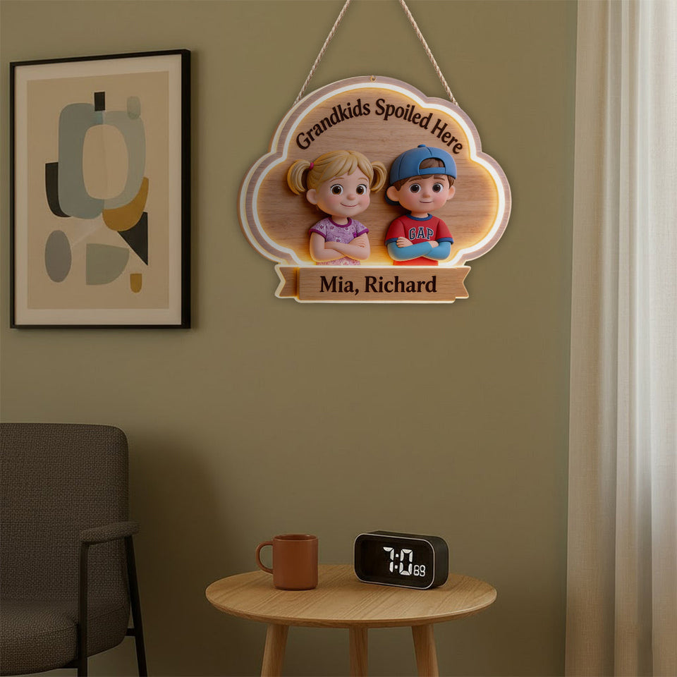 Grandkids Spoiled Here - Personalized Grandma LED Light Acrylic Sign