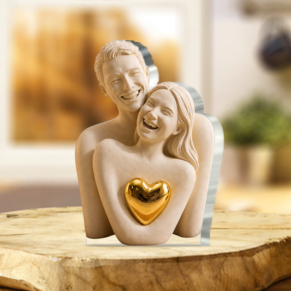 Custom Photo Abstract Sculpture - Personalized Couple Custom Shaped Acrylic Plaque