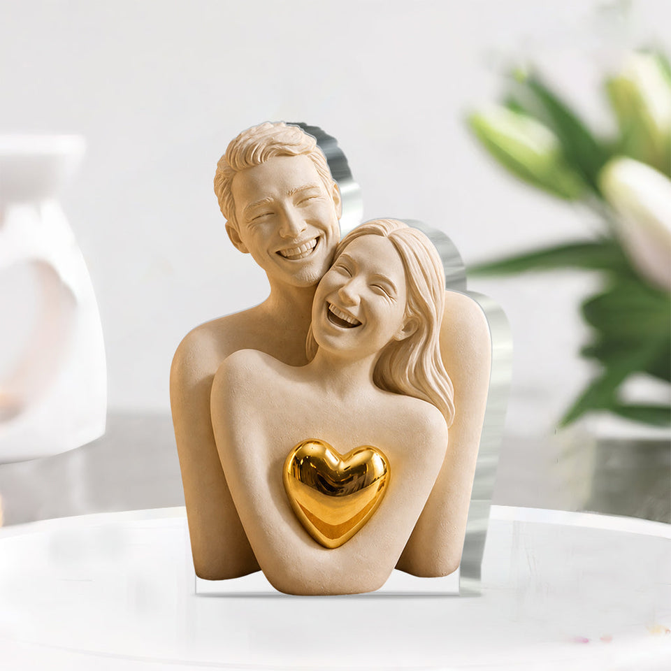 Custom Photo Abstract Sculpture - Personalized Couple Custom Shaped Acrylic Plaque