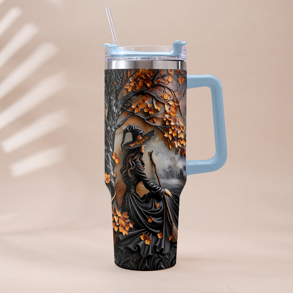 It's Time - Personalized Witch Tumbler With Plush Charm