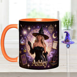 Love Wizard, Witch - Personalized Witch Set Accent Mug with Acrylic Stirrers