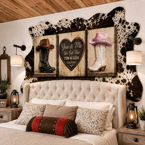 We Got This, Farmhouse Decoration, Cowboy Cowgirl Couple - Personalized Western Outfit Poster & Canvas Set