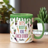 Let's Root For Each Other - Personalized Veganism Accent Mug