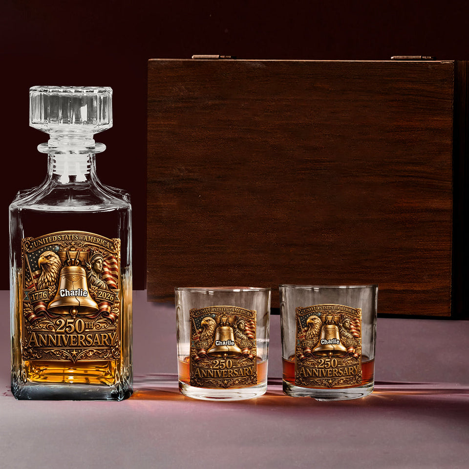 USA 250th Anniversary - Personalized Whisky Whiskey Decanter Set