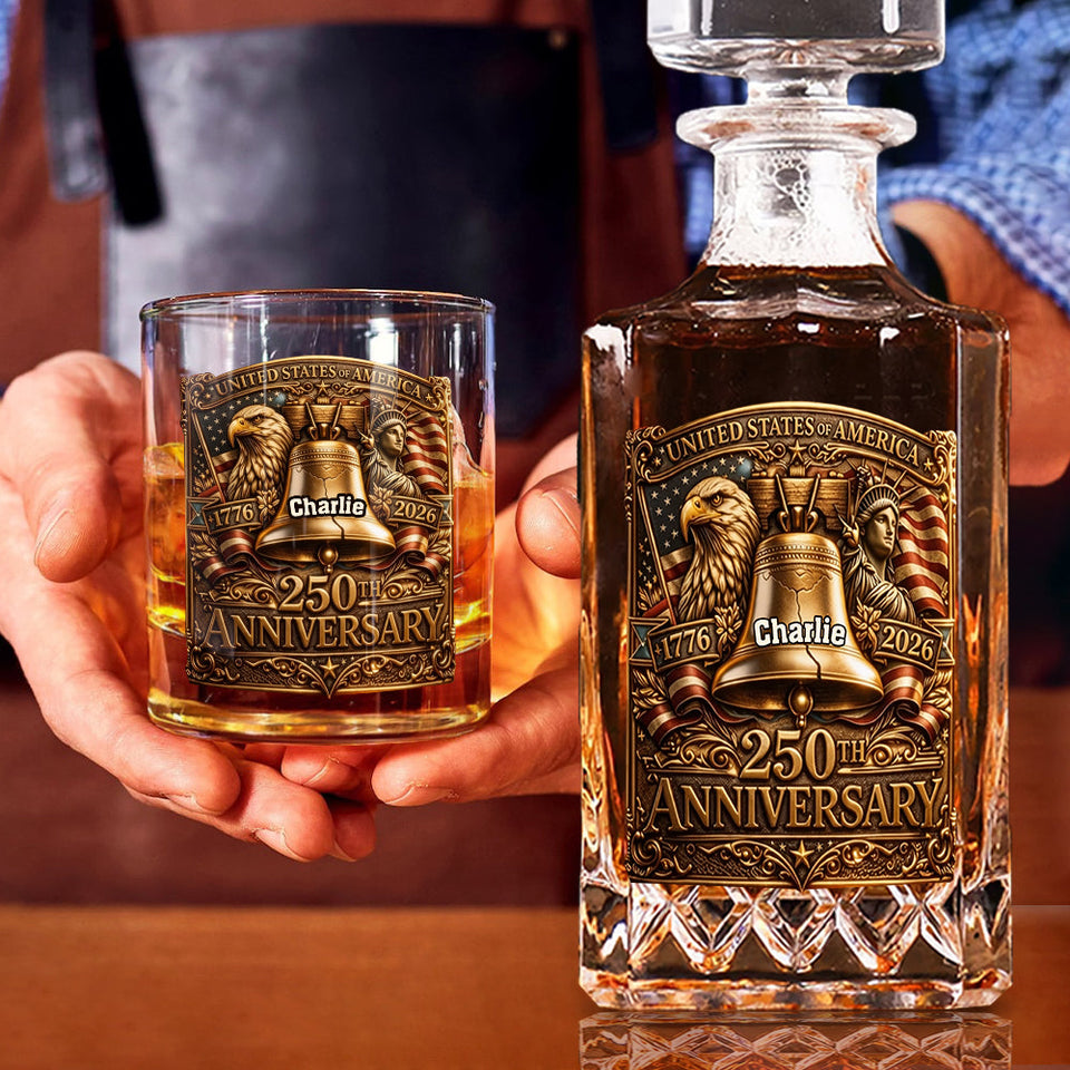 USA 250th Anniversary - Personalized Whisky Whiskey Decanter Set