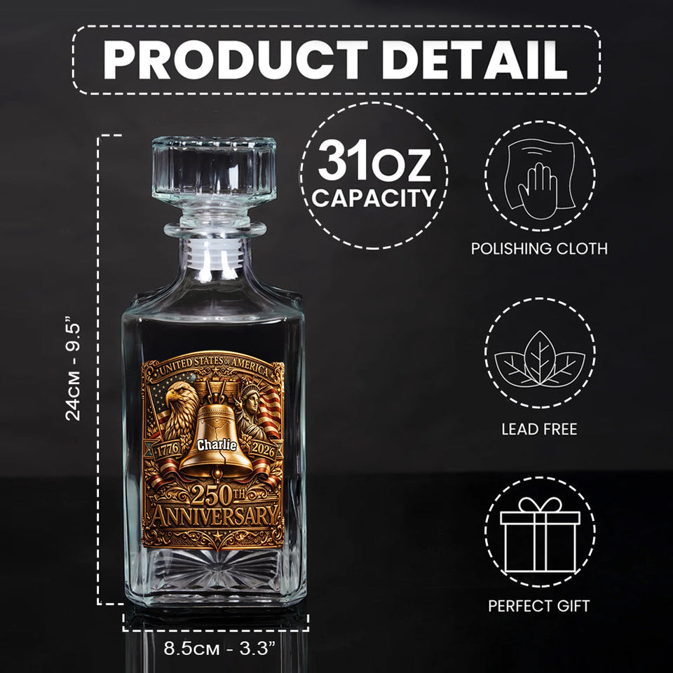 USA 250th Anniversary - Personalized Whisky Whiskey Decanter Set