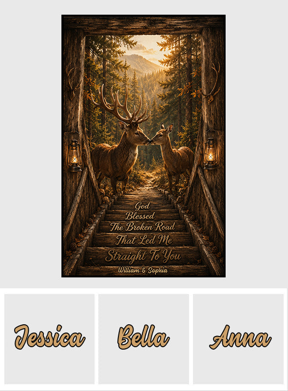 God Blessed The Broken Road That Led Me Straight To You - Personalized Hunting Rug