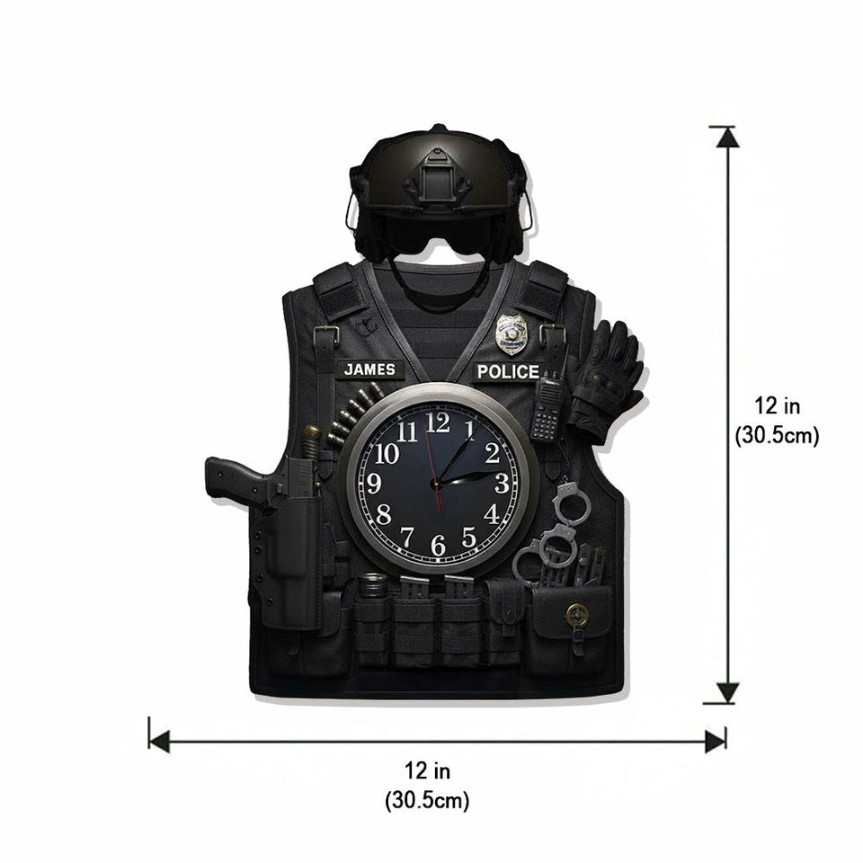 Serve And Protect - Personalized Police Officer LED Light Wall Clock