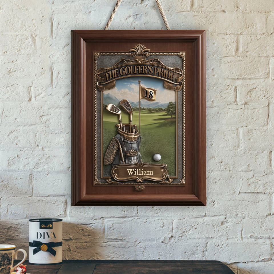 The Golfer's Pride - Personalized Golf Custom Shaped Wood Sign