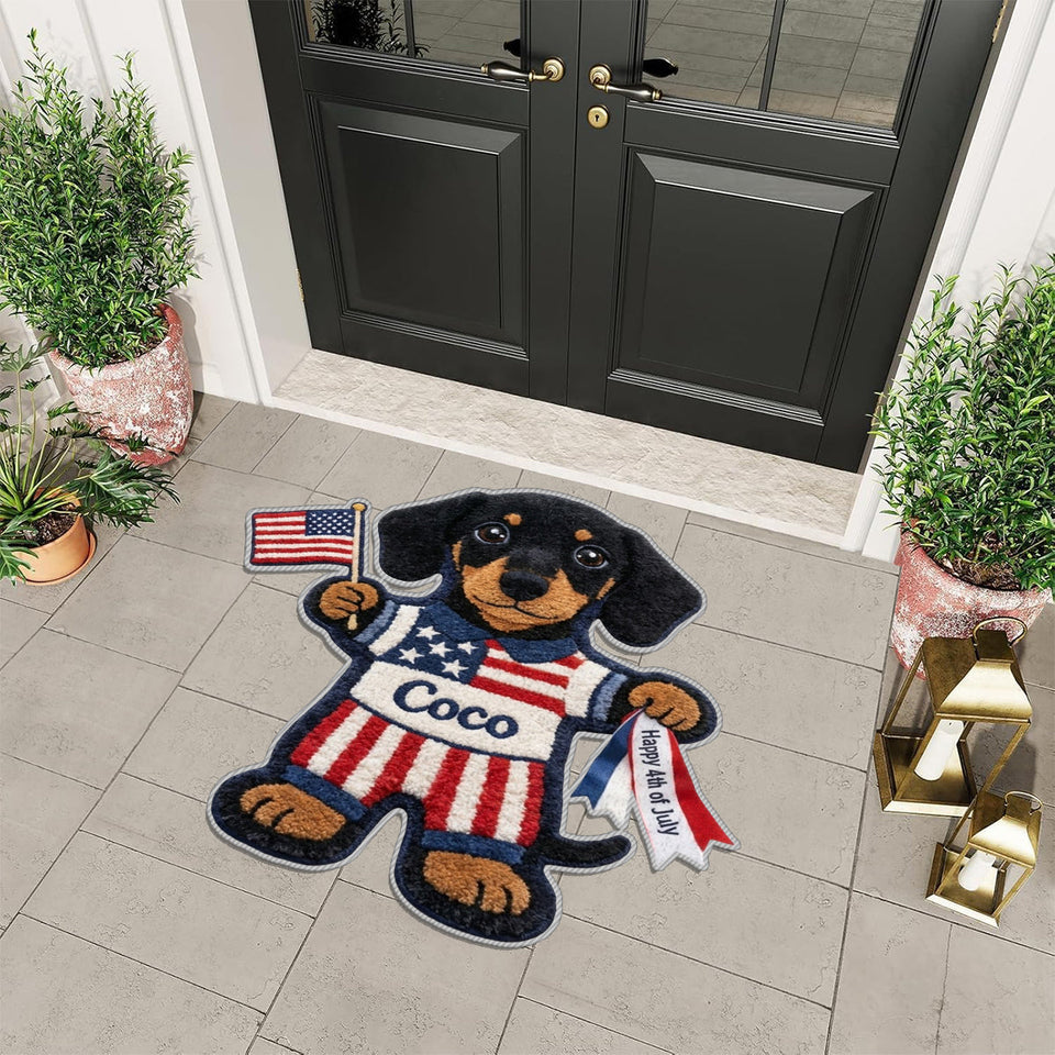 Happy 4th Of July - Personalized Dog Non-Slip Tufted Rug