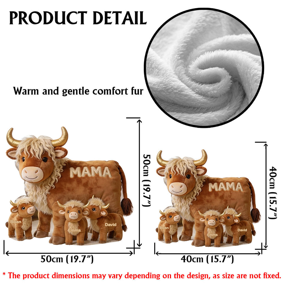 Mama Cow Gift For Mom Grandma - Personalized Grandma Faux Fur Shaped Pillow
