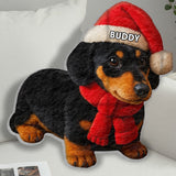Pet Christmas - Personalized Dachshund Dog Faux Fur Shaped Pillow