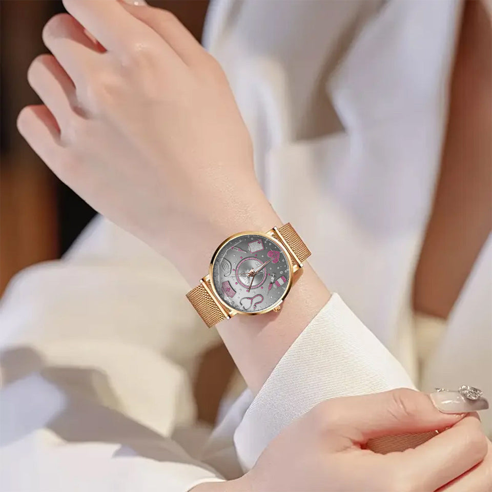 Love Nurse Life - Personalized Nurse Women Hand Watch With Strap Charms