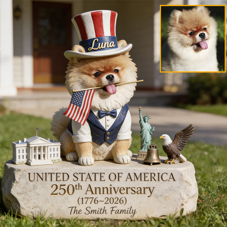 Pet Celebrate USA 250th Birthday - Personalized Dog Acrylic Garden Sign/ Acrylic Plaque Sign