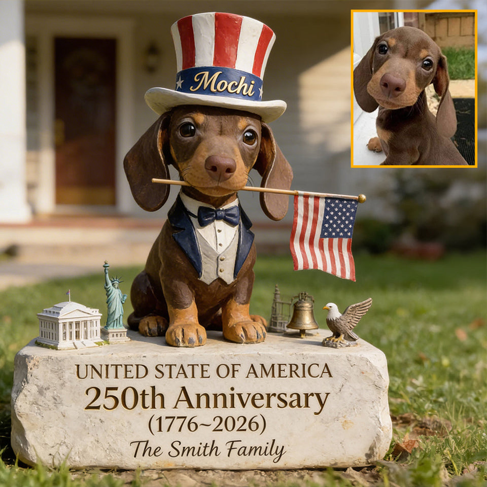 Pet Celebrate USA 250th Birthday - Personalized Dog Acrylic Garden Sign/ Acrylic Plaque Sign