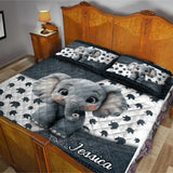 Cute Baby Elephant - Personalized Elephant Quilt Set