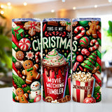 Christmas Movie Watching - Personalized Christmas Skinny Tumbler
