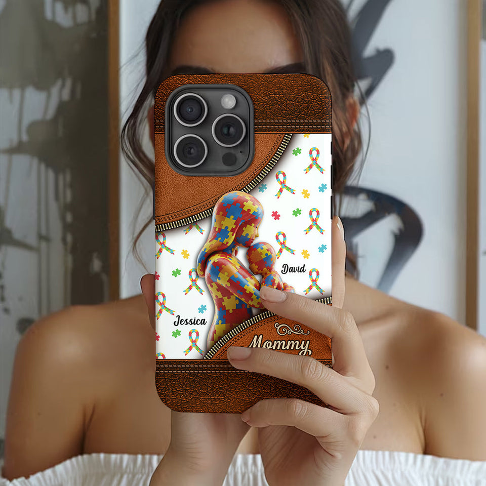 L'amour d'une mère - Coque de téléphone personnalisée avec impression intégrale pour la sensibilisation à l'autisme