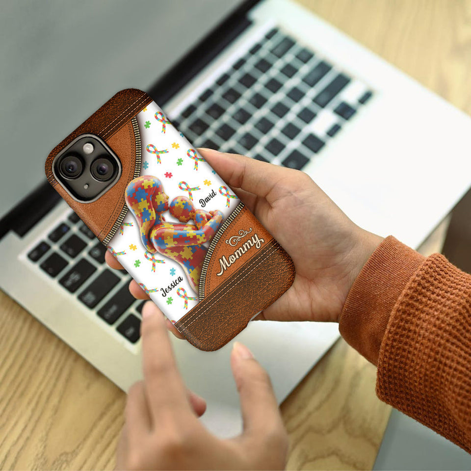 L'amour d'une mère - Coque de téléphone personnalisée avec impression intégrale pour la sensibilisation à l'autisme