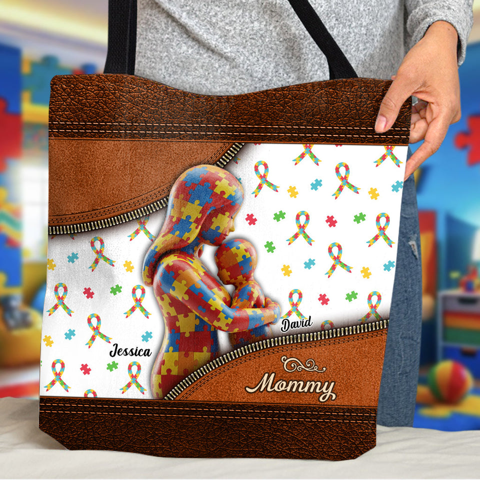 L'amour d'une mère - Sac fourre-tout personnalisé pour la sensibilisation à l'autisme