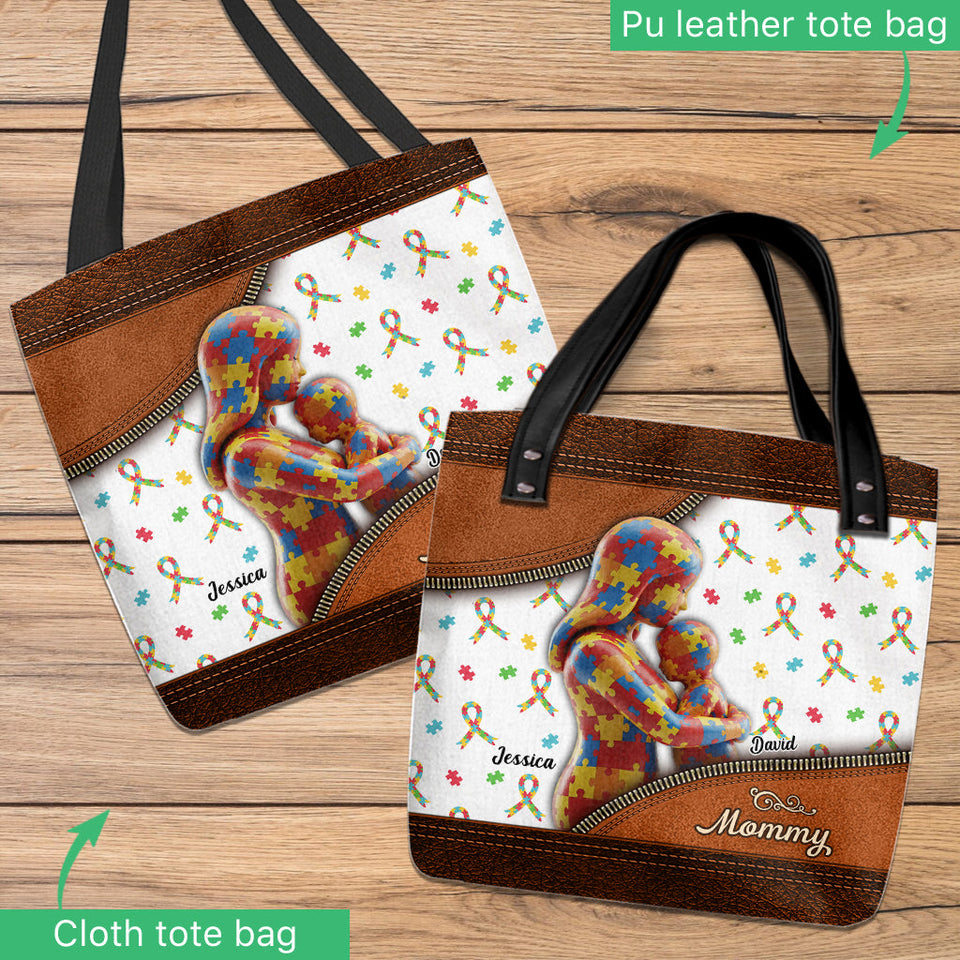 L'amour d'une mère - Sac fourre-tout personnalisé pour la sensibilisation à l'autisme
