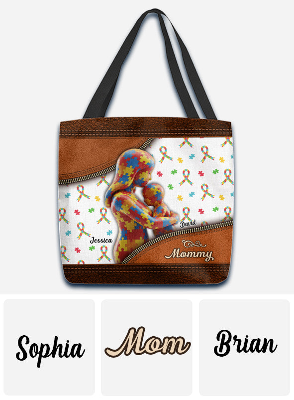 L'amour d'une mère - Sac fourre-tout personnalisé pour la sensibilisation à l'autisme
