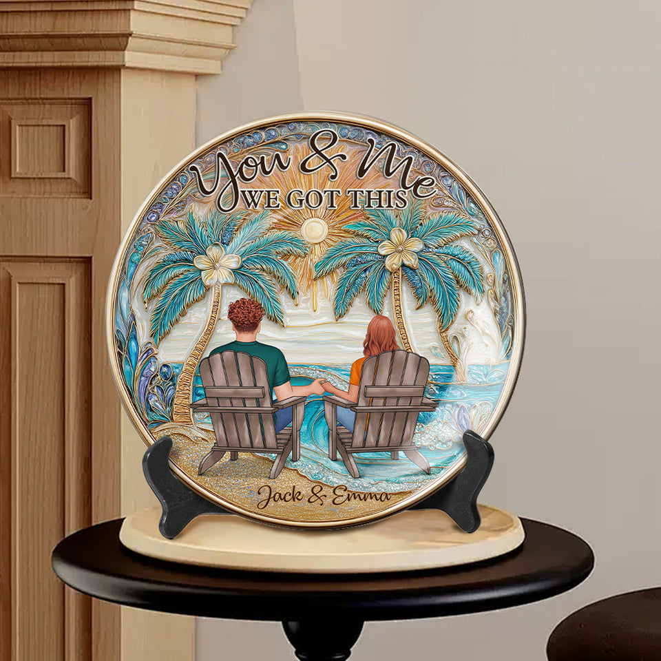 Toi et moi, on gère ça - Assiette ronde en céramique personnalisée pour couple