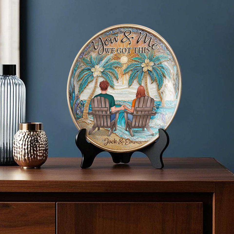 Toi et moi, on gère ça - Assiette ronde en céramique personnalisée pour couple