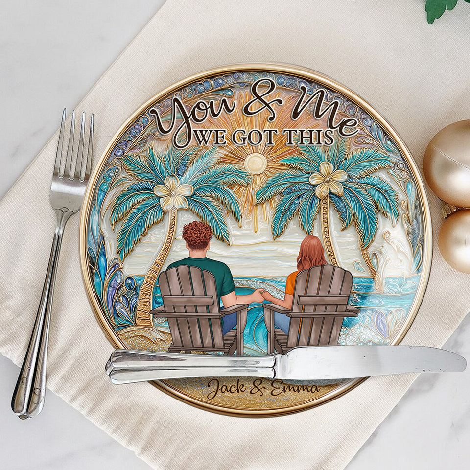 Toi et moi, on gère ça - Assiette ronde en céramique personnalisée pour couple
