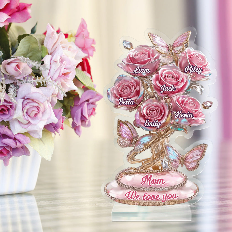 Mom We Love You - Personalized Mother Custom Shaped Acrylic Plaque