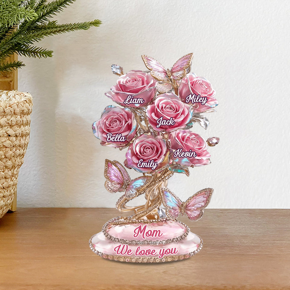 Mom We Love You - Personalized Mother Custom Shaped Acrylic Plaque