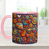 Hippie Peace Love - Personalized Hippie Set Accent Mug with Acrylic Stirrers