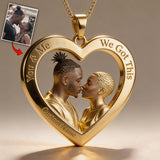Custom Pendant Necklace From Any Photo - Personalized Couple Shaped Metal Pendant Necklace