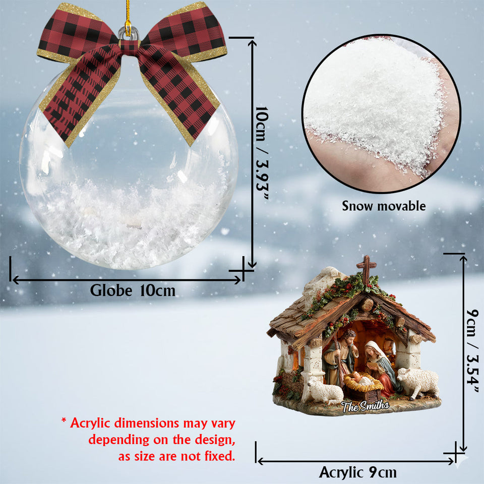 In God We Trust - Personalized Christian Snow Globe Ornament With Bow