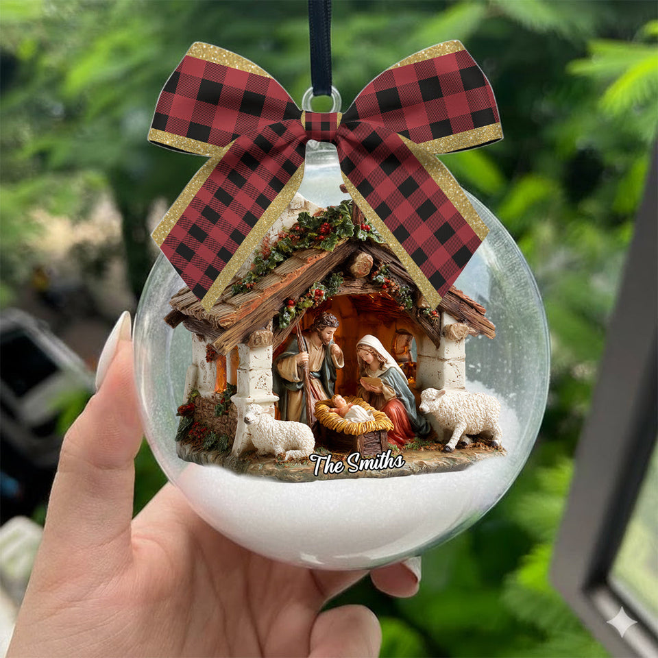 In God We Trust - Personalized Christian Snow Globe Ornament With Bow