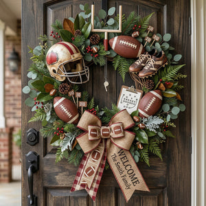 Touch Down, Welcome To Our Home - Personalized Football Custom Shaped Wood Sign