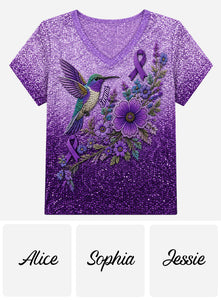 Alzheimer’s Awareness Month - Personalized Alzheimer Awareness Fully Printed V-Neck T-Shirt