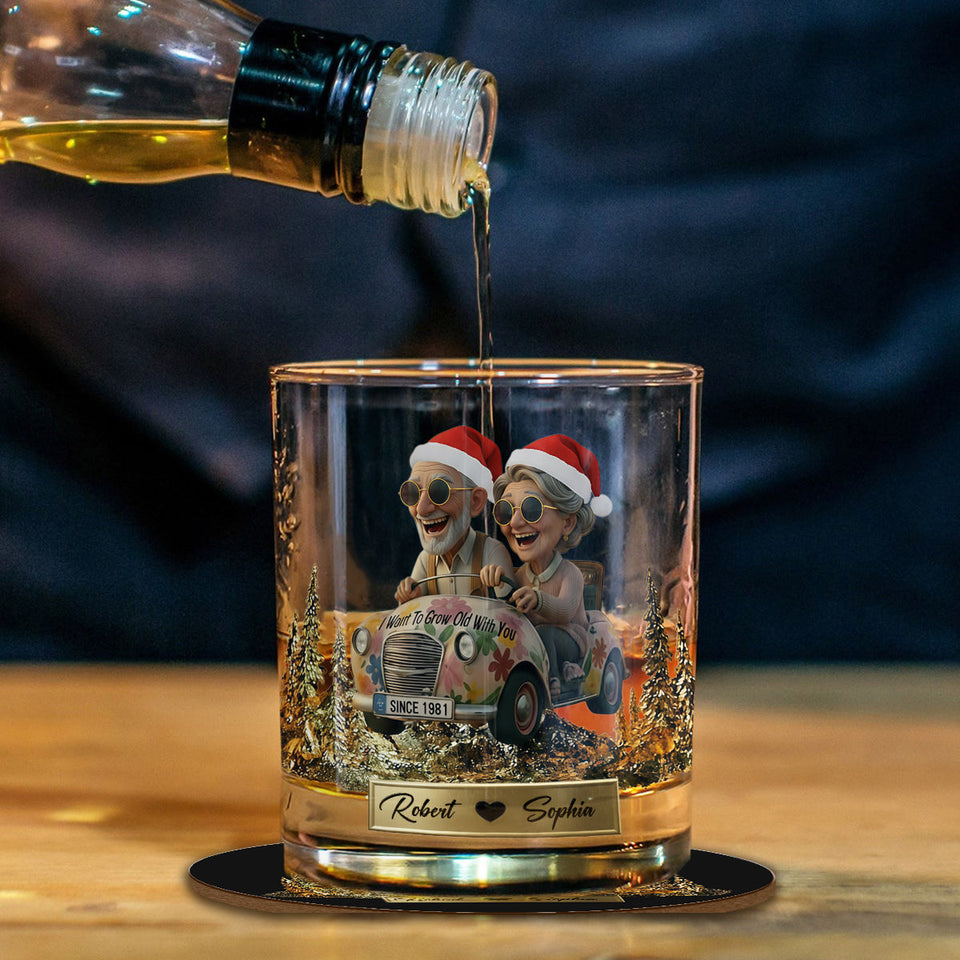 I Want To Grow Old With You - Personalized Couple Whiskey Decanter Set