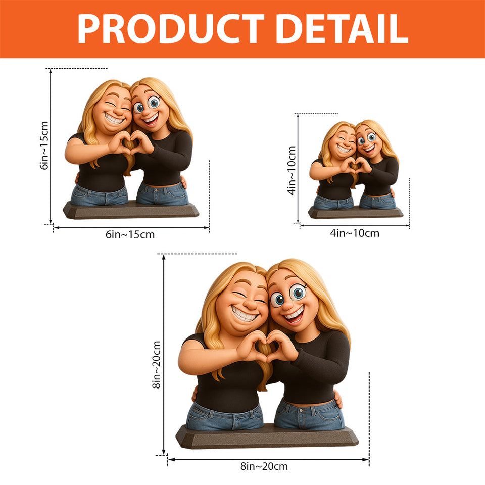 Funny Gift Cartoonish Exaggerated Mascot Style - Personalized Bestie Custom Shaped Acrylic Plaque