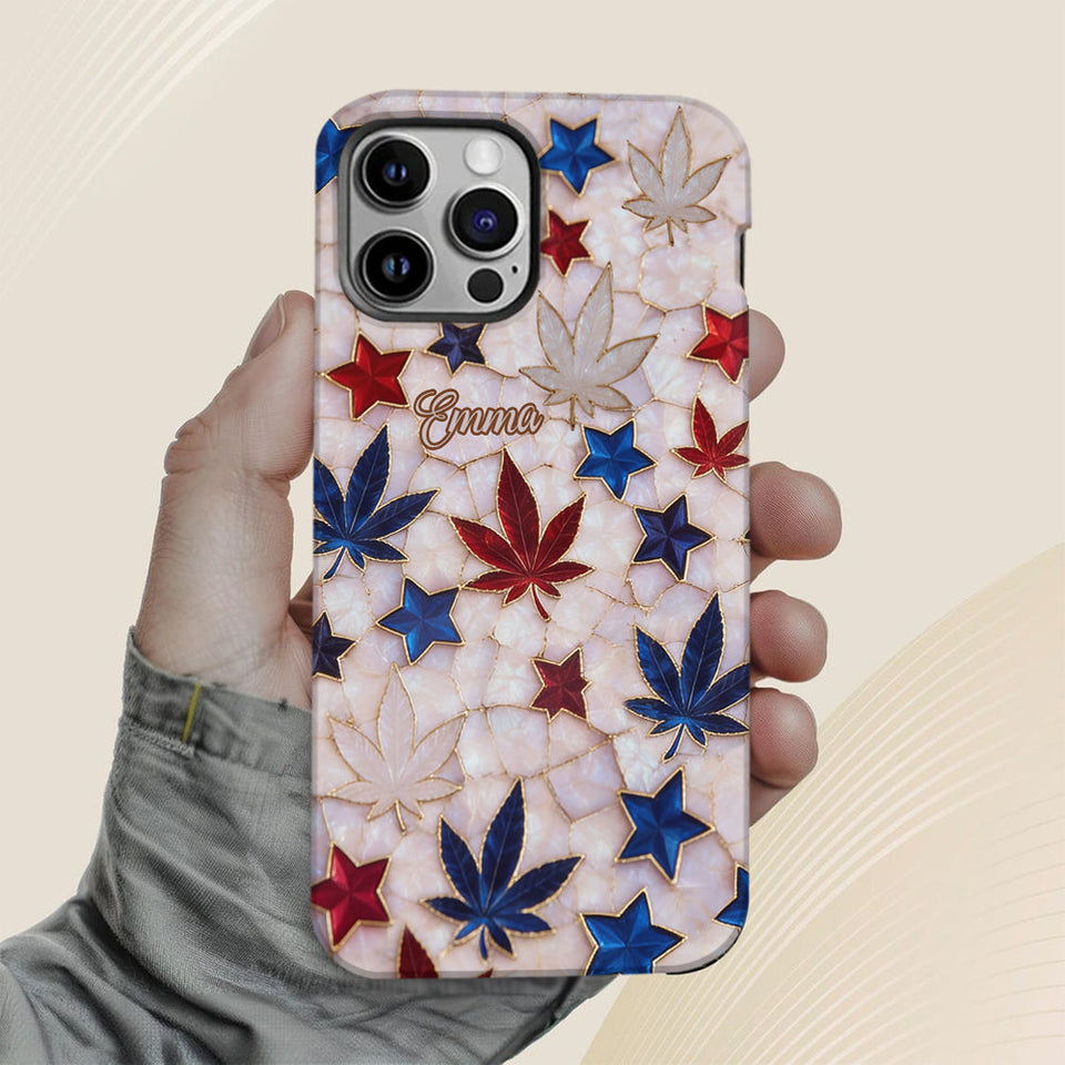 Red White Blue Magic Leaf - Personalized Weed Full Print Phone Case