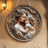 Mother And Daughter - Personalized Mother Round Wood Sign