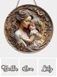 Mother And Daughter - Personalized Mother Round Wood Sign